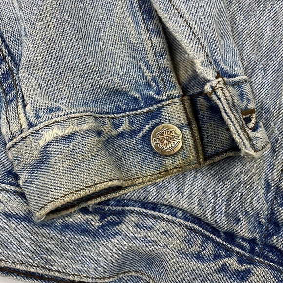 Vintage Harley Davidson Biker Denim Button Front Jacket Size Large - Picture 9 of 9